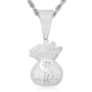 Iced Out Charm Dollarกระเป๋าMoissaniteจี้เพชรเครื่องประดับHip Hop Blingกระเป๋าเงินจี้เครื่องประดับที่กําหนดเอง - Product Image 1