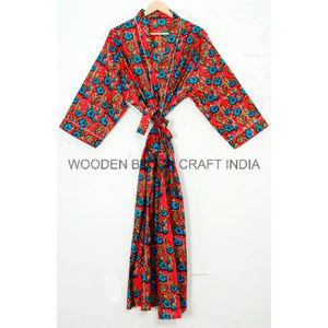 Kimono en fibre naturelle Coton pour la respirabilité et le confort Kimono à encolure en V avec design simple et imprimé floral pour une tenue décontractée - Product Image 2