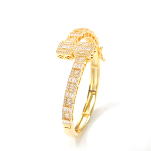 High Quality VVS Moissanite Diamond Custom Shape Charm <b>Bangle</b> 18k <b>Rose</b> <b>Gold</b> VVS Diamond Cuban <b>Bracelet</b> for Men Women - Product Image 4