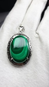 Colgante de Plata de Ley 925, piedra preciosa de malaquita Natural de calidad AAA, diseño único, hermoso para cualquier ocasión, colgantes finos - Product Image 4