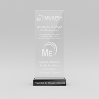 Trophée de reconnaissance d'entreprise en acrylique de qualité supérieure, best-seller, durable, poli, gravé, imprimé en typographie, Mukesh