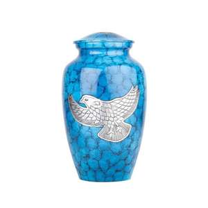 Urne de crémation blanche de Style floral turquoise Urnes humaines portables pour les cendres Conception d'artisanat Urnes de crémation de Style le plus tendance - Product Image 4