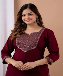 Kurta en coton rayonne fantaisie, tissage artisanal, à porter au quotidien, séchage rapide, en stock, vêtement ethnique pour femmes, multicolore - Product Image 2