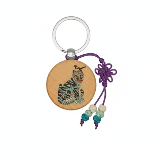 Porte-clés rond en bois imprimé UV Hojakdo - Product Image 4