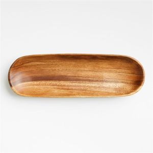 Añadiendo cada servicio Bandeja de madera rectangular de alta calidad para servir comida Desayuno Postre Bandeja de madera de acacia con metal - Product Image 3