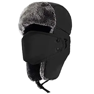 Unisex Russian Soft Faux Fur Ear Flap Winter Hats for MenTrooper Russian Warm Hat with Ear Flaps Women Ushanka Bomber Fur Hats