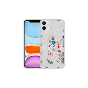 Coque de téléphone en silicone rigide à motif de lapin blanc de qualité supérieure pour iPhone 11 14 Plus - Anti-empreintes digitales, silicone liquide - Product Image 1