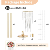 Suporte de Metal para Flores Modelo MFS029 da Marca DCI, Mais Vendido no Atacado, Decoração de Mesa para Casamento com Diamantes e Pérolas