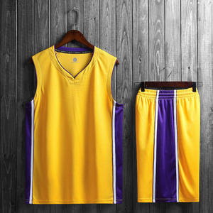 Uniforme de basket-ball à séchage rapide de haute qualité pour hommes Lakers Jersey ensemble de vêtements de sport vente en gros directe d'usine avec logo personnalisé - Product Image 4