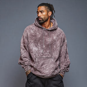 Acid <b>Wash</b> Embroidered Fleece Baggy Tracksuit <b>Men</b> Winter Drop Shoulder Hoodie Wide Leg Sweatpants Jogger Set Oversized - Product Image 4