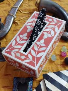 Elegante caja de pañuelos hecha a mano estilo hueso, cubierta de caja de pañuelos decorativa de lujo con incrustaciones de hueso o artesanía de hueso de camello - Product Image 3