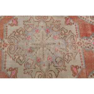 Turkish Vintage Rug 4.4x5.5 ft, <b>Brown</b> Bordered <b>Wool</b> Rug - Product Image 3