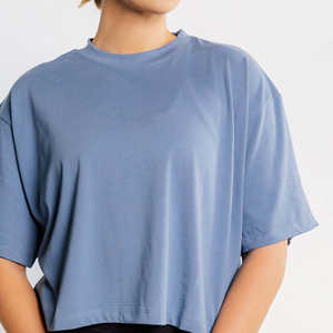 T-shirt court de sport pour femme, style streetwear décontracté, vêtement de sport, logo personnalisé, manches courtes, coupe ample, entraînement - Product Image 6