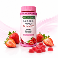 Gummies aux herbes pour cheveux, peau et ongles, saveur fraise, avec collagène, 60 unités, complément alimentaire beauté, OEM ODM, marque privée