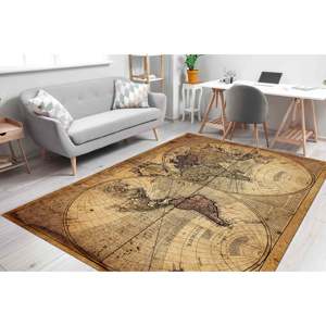 Tapis vintage avec carte du monde : tapis d'appoint imprimé en 3D, tapis doux non tissé - Product Image 4