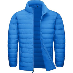 Veste matelassée en toile coupe-vent d'hiver en gros, col montant, logo frontal, imperméable, personnalisable OEM - Product Image 1