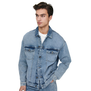 Chaqueta vaquera duradera azul claro para hombre, chaqueta vaquera para hombre con bolsillos en el pecho, chaqueta vaquera de gran tamaño para invierno - Product Image 5