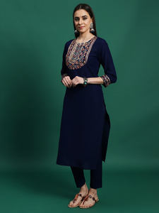 Conjuntos Exclusivos de Kurti, Pantalón y Dupatta de Algodón Negro para Mujer, Diseño de Línea A, Ropa Casual de Verano, OEM - Product Image 3