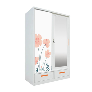 Armario de Acero con Puerta de Vidrio, Armario Metálico Moderno y Minimalista, Armario de Almacenamiento, <span class=keywords><strong>Ropero</strong></span> de Acero, Roperos Metálicos - Product Image 1