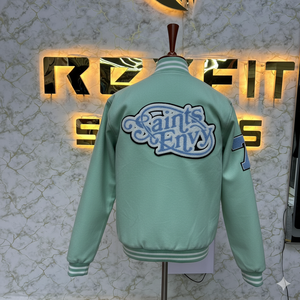 Chaqueta de hombre de lana y seda bordada de diseño personalizado de alta calidad con cierre de botón cubierto chaquetas versity chaquetas Lettermen - Product Image 2