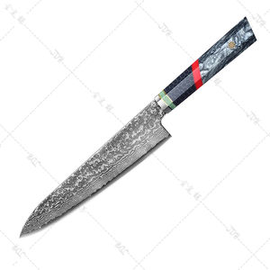 Cuchillo de chef de 8.5 pulgadas, cuchillo de cocina de acero de Damasco de 67 capas con mango de resina de nido de abeja y patrón de rosas - Product Image 1