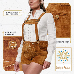 Pantalon en cuir pour femme, sur mesure, haute qualité, élégant, longueur moyenne, style traditionnel bavarois (Lederhosen Trachten) 2026 - Product Image 2