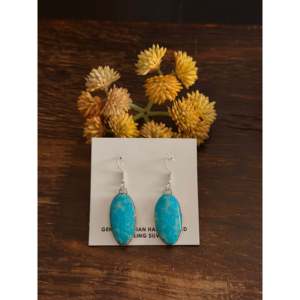 Navajo Handmade <b>Red</b> Skin Turquoise & Sterling Silver <b>Drop</b> <b>Earrings</b> Water <b>Drop</b> Shape - Product Image 1