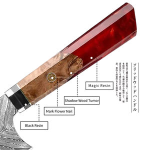 Venta al por mayor personalizado de calidad superior OEM ODM Servicio Profesional de acero de Damasco Chef cuchillo de cocina con mango de resina estabilizada - Product Image 4