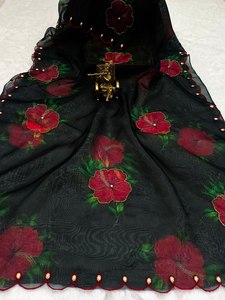 La última colección de Sari de seda viscosa pura de diseño tejido Minakari pesado para ocasiones de fiesta de adultos ropa india y paquistaní - Product Image 6