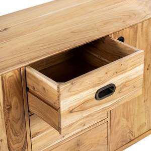 Contemporary Solid Walnut <b>TV</b> Stand with Metal <b>Legs</b> 3 Doors 1 Drawer High Quality Living Room Furniture for 60-64in <b>TVs</b> - Product Image 4