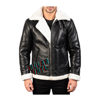 Blouson aviateur en cuir véritable de mouton pour homme, style vintage, coupe-vent, chauffant, hiver, marron