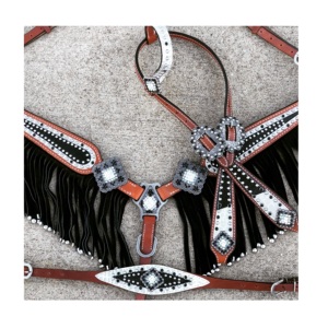 Juego de tachuelas de caballo de alta calidad, cuero de vaca, cuero genuino, logotipo personalizado, cuello de pecho occidental y caballete de una oreja de temporada - Product Image 5