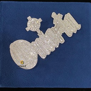 Nouveau Glamour Entièrement Glacé Personnalisé Lettre Hip Hop Pendentif Rond Brillant Lab Grown VVs Clarté Diamants 10K Or Blanc - Product Image 4