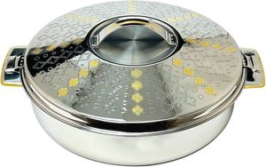 Cazuela de acero inoxidable de Metal chapado en oro de lujo, suministros de Hotel, mesa decorativa para bodas, servidor de alimentos, logotipo aceptado, Occidental - Product Image 2