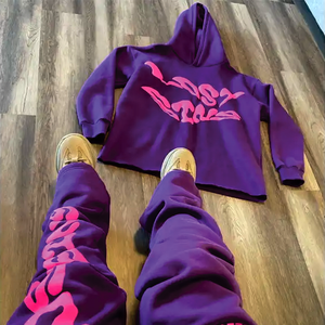 Chándal Pullover Jogger Pants Set HOODIE Custom Printing Chándal Fleece Cotton Sweatsuit & Sweatpants Set para hombres - Product Image 4