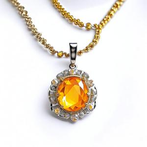 สร้อยคอจี้พลอยสีเหลือง925เงินสเตอร์ลิงชุบทอง5A เครื่องประดับเพทายสำหรับผู้หญิง - Product Image 3