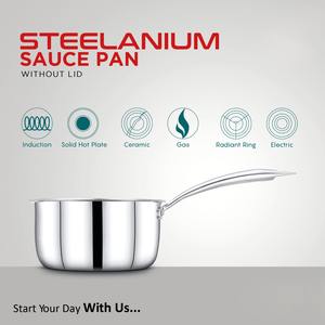 Ustensiles de cuisine en acier inoxydable poignée rivetée casserole sans couvercle conception Durable de qualité alimentaire facile à nettoyer exotique argent brillant - Product Image 5