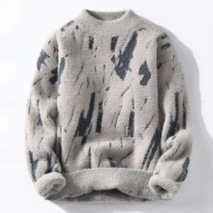 Sweatshirts à col rond pour homme, chauds pour l'hiver, 100% coton, doublure en polaire, coupe régulière, brodés - Product Image 1