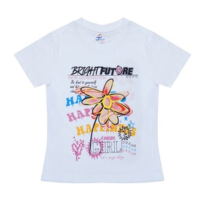 T-shirt à col rond 100% coton personnalisé pour filles disponible dans différentes méthodes et matériaux d'impression main à vendre - Product Image 3