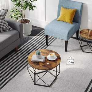 <b>Round</b> <b>Coffee</b> <b>Table</b> With Wooden Top and <b>Black</b> Powder Coated Metal Frame Industrial Vintage <b>Table</b> for Living Room furniture - Product Image 5