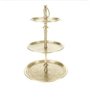 Support à gâteau en métal laiton et aluminium pour fête d'anniversaire fait à la main avec une excellente qualité forme ronde 3 niveaux grand support de finition - Product Image 3