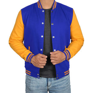 Chaqueta Varsity de Lona y Cuero Genuino de Alta Calidad para Hombre, Venta al por Mayor, para Invierno, Deportes Universitarios, con Letras - Product Image 1