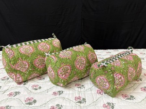 Quilted Eco-Friendly Cotton Vintage Travel Pouch Set Large Capacity <b>Zipper</b> Closure Cosmetic <b>Bags</b> <b>with</b> Floral & Animal Print - Product Image 4