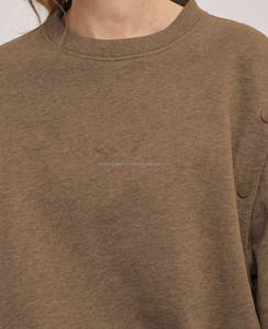 Sudadera con capucha corta de algodón con logotipo personalizado para mujer, sudadera lisa de gran tamaño, Conjunto de sudadera recortada, sudaderas con capucha personalizadas para mujer - Product Image 4