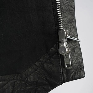 Mens Gothic Sheep Leather Canvas Waterproof Windproof Jacket Adjustable Waist <b>Genuine</b> Leather Biker Outwear - Product Image 4