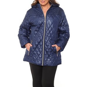 Vente en gros de vêtements d'extérieur d'hiver veste à capuche pour femmes avec fausse fourrure et fermeture éclair - Product Image 2