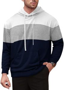 Sweat-shirt à capuche à manches longues pour homme - Sweat-shirt en polaire à blocs de couleur avec poche kangourou, respirant, vêtements décontractés d'hiver - Product Image 2