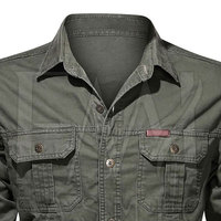 Kemeja Kargo Wanita Kancing Lengan Panjang Tali Bahu 100% Katun Jersey Rajut Cetak Digital Logo Kustom Gaya Safari