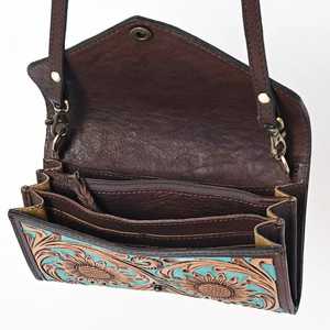 Luxury Bohemian Women's Mini Western <b>Sling</b> Purse New Floral Carving Tassel Decoration Genuine Leather Rodeo Bag Tote for Autumn - Product Image 4