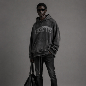 <span class=keywords><strong>Felpa</strong></span> con Cappuccio Oversize <span class=keywords><strong>Vintage</strong></span> con Logo Personalizzato, Effetto Lavaggio Acido, Streetwear da Uomo, Cotone Pesante, Nero Lavato, Vendita all'Ingrosso - Product Image 1